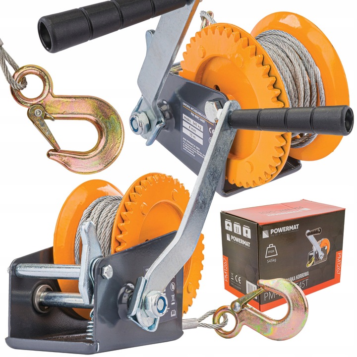 Kézi csörlő kötéllel Powermat PM-WRC-545T 545kg 10mx4mm