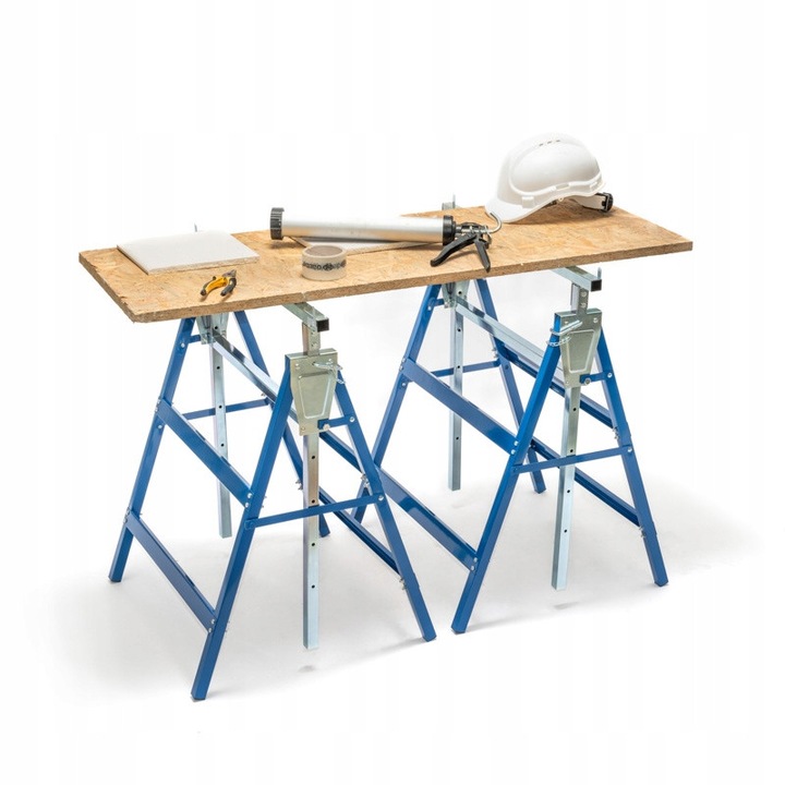 Set 2 suporturi de lucru Bauhus, 200kg, albastru, 80x130cm