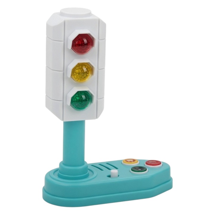 Semafor Interactiv Pentru Copii Cu Lumini Si Sunete, Jucarie Educativa Semafor Rutier Cu Butoane Si Efecte Sonore, Jucarie De Invatare Reguli De Circulatie, Set Interactiv Pentru Dezvoltare Copii 18+ Luni, Multicolor