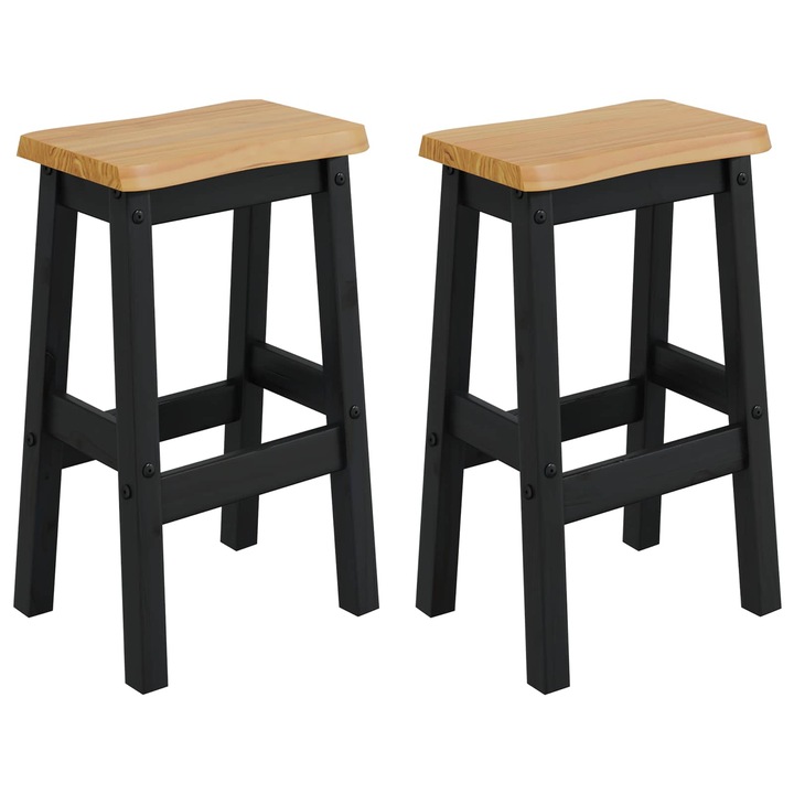 Set Taburet Bar Inalt EKAI 2 pcs vidaXL, Negru 40 x 29 x 63 cm