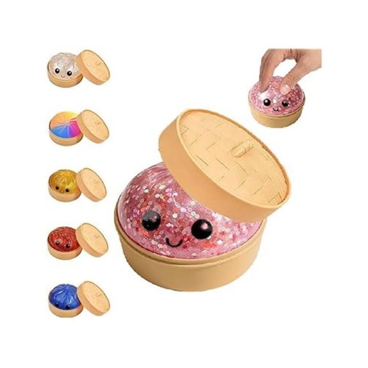 Jucarie Dumpling cu glitter, dumpling sclipici, multicolor, misterybox, cutie surpriza, BimBimBo