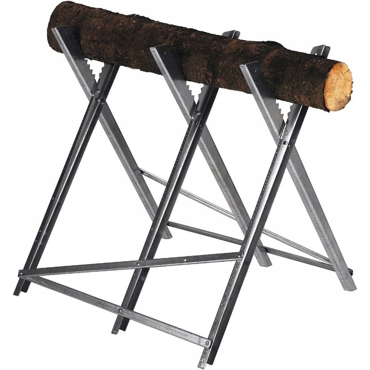 Geko favágó bak, összecsukható szerkezet, horganyzott acél, 150kg, kompakt méretek, ezüst