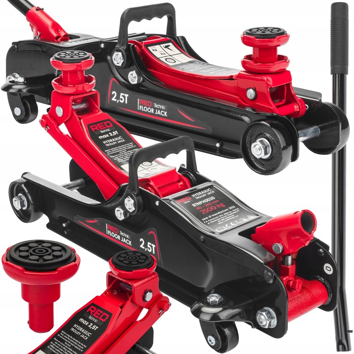 RED TECHNIC alacsony profilú autóemelő 2,5T 85-360mm, védőgumival, 10,3kg