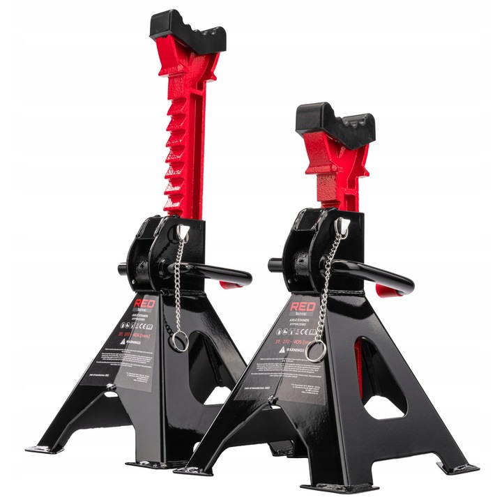 RED TECHNIC 3T autós bakok, 2 db-os készlet, állítható magasság 272-405mm, fekete/piros