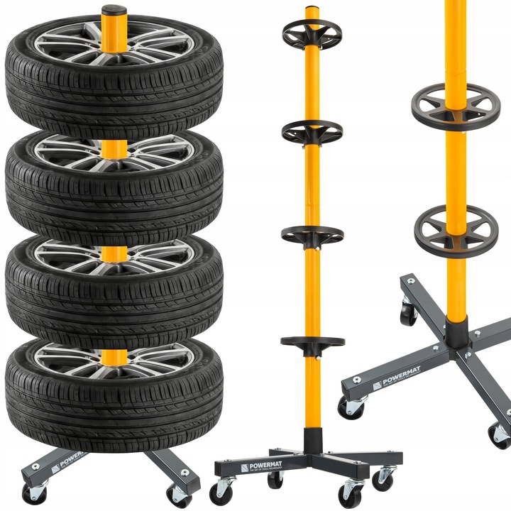 Autó tartó 4 kerékhez, Powermat, mobil, összecsukható, max. 235 mm, max. 100 kg, 460x460x1160 mm