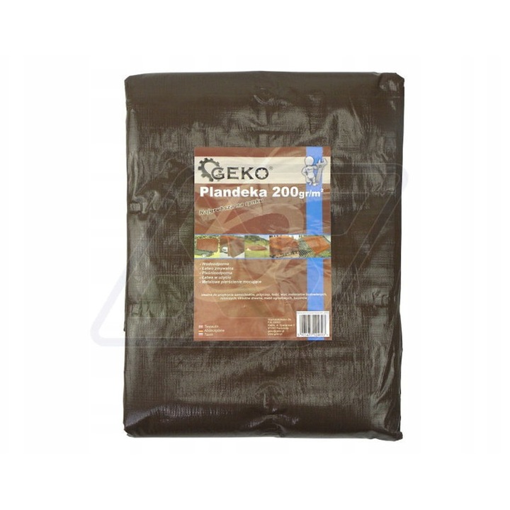 Plandeka Geko 4x5m barna 200g/m2 vízálló