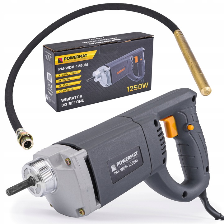 Powermat betonvibrátor, 1250W, 2m-es tömlő, 35mm, 230V