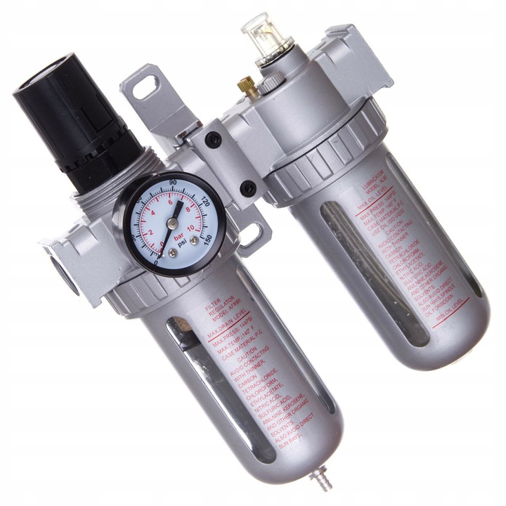 Filtru de aer cu reduktor si naolejacz TC Technic, 2 microni, 1/2", 220x160mm, set complet