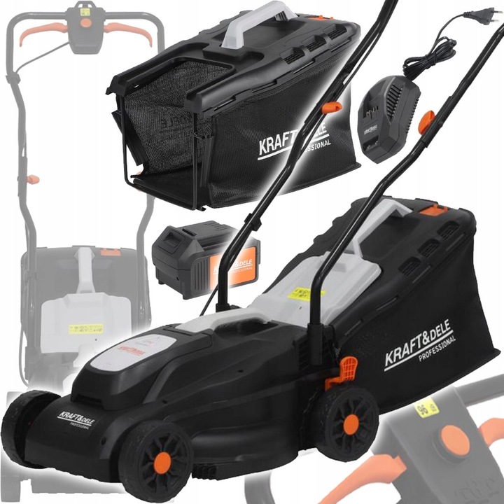 Akkumulátoros elektromos fűnyíró 21V 4Ah, 32L, komplett szett
