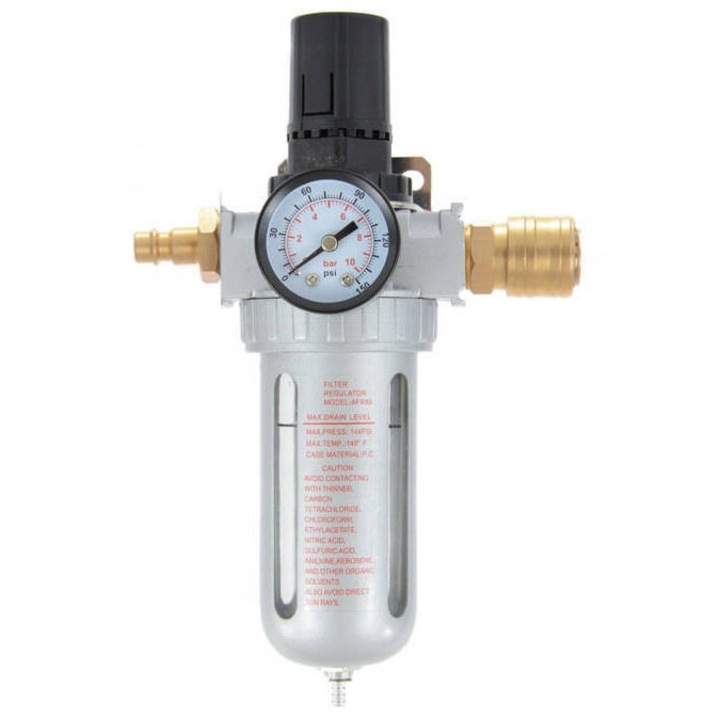 Filtru de aer cu reducator TC Technic, 2 microni, 1/2", 220x80mm, set cu rapid conectori