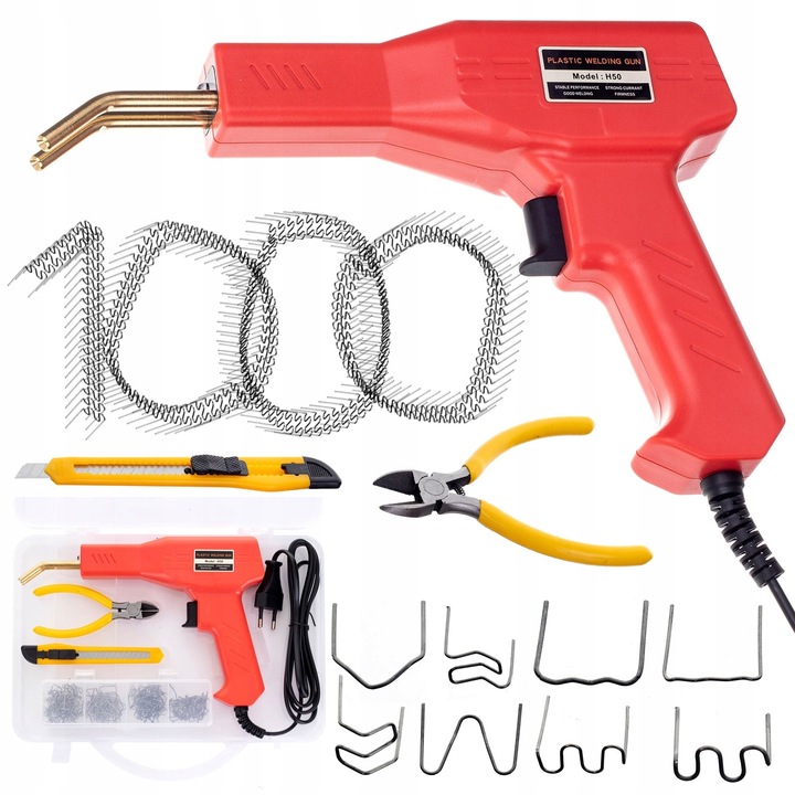 Műanyag hegesztőgép, TC Technic, 1000 kapocs, 230V, 50W, 225mm