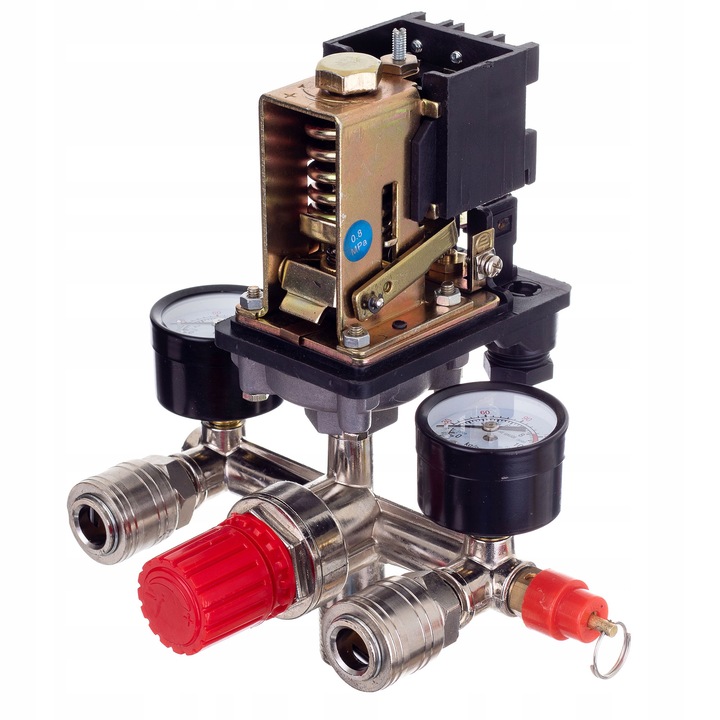 Comutator de presiune TC Technic PL-400, 400V, 25A, 1/2", 6-12 bar, cu manometre si supapa de siguranta