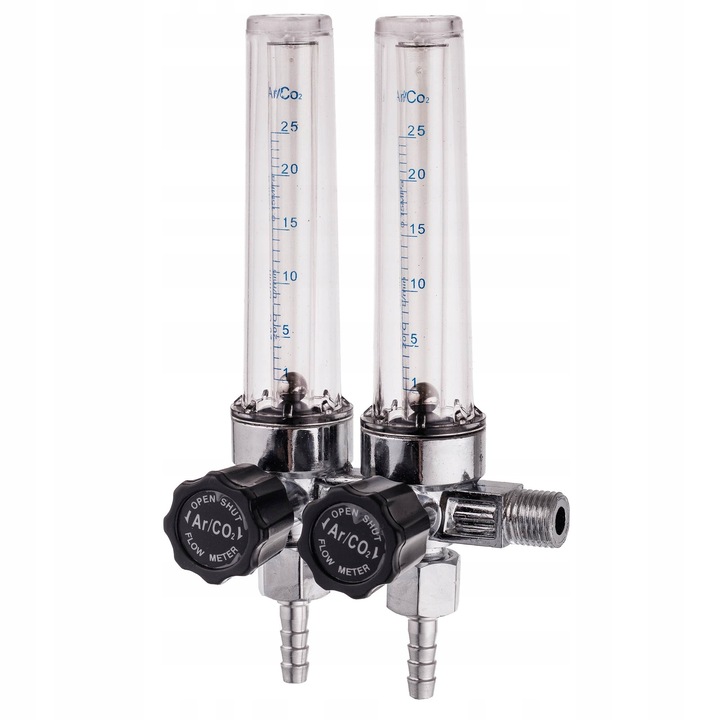 Kettős Rotaméter TC Technic AR/CO2 reduktorhoz, 17cm, M14, 1/4"