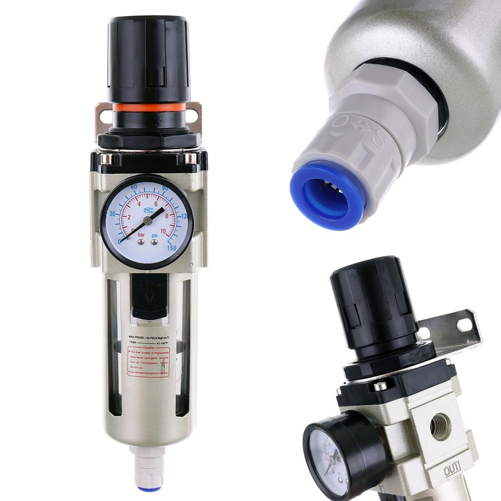 Reductor de aer cu filtru 1/2", TC Technic, 20um, auto-spust, 260x75mm