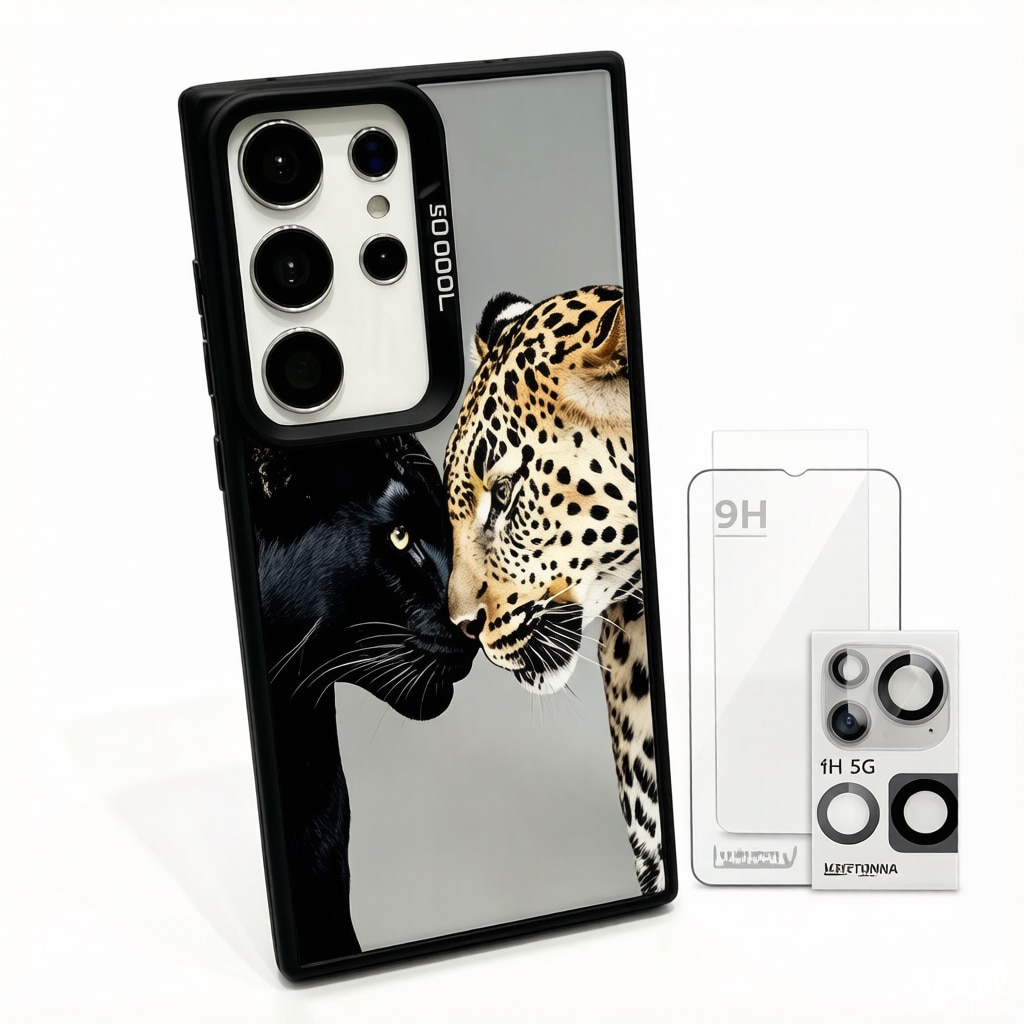 Husa neagra compatibila cu Samsung Galaxy A35 5G, cu protector de ecran 9H si protector pentru camera gratuit, protectie completa