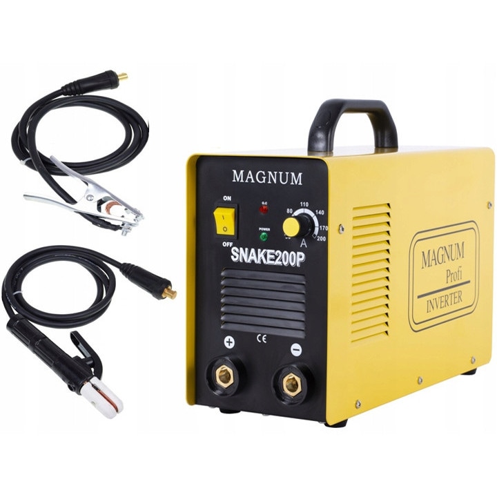 Magnum Snake 200P inverteres hegesztőgép, 200A, 60%, komplett szett tartozékokkal, 230V, 9kg