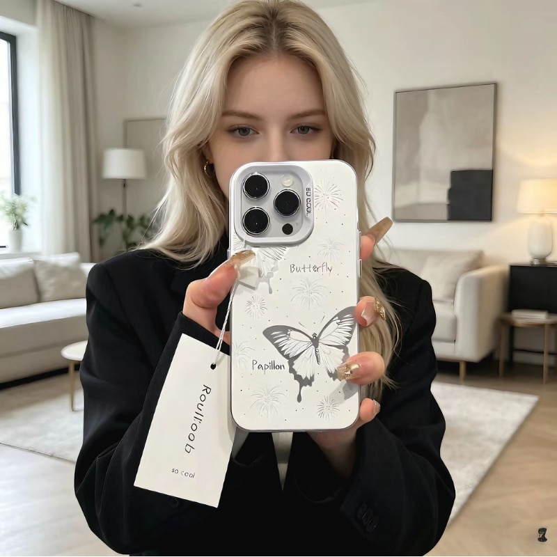 Huse pentru telefon cu motive de fluturi si artificii, tpu airshock ma la cadere, decupaj, Husa premium pentru iPhone 15, gratuit folie de protectie pentru ecran si camera, argint