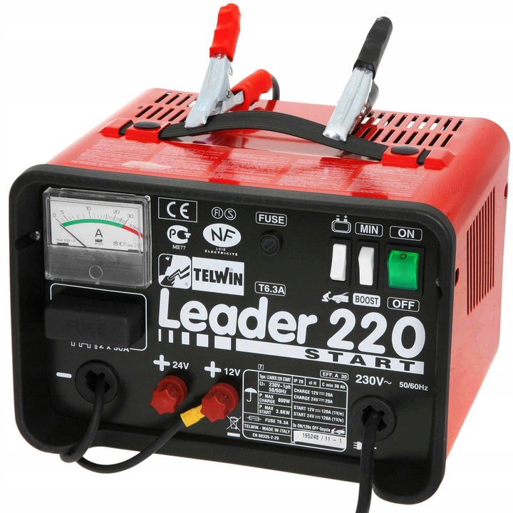 Telwin LEADER 220 autóakkumulátor töltő, 12-24V, 800W, 30A, 9.4kg