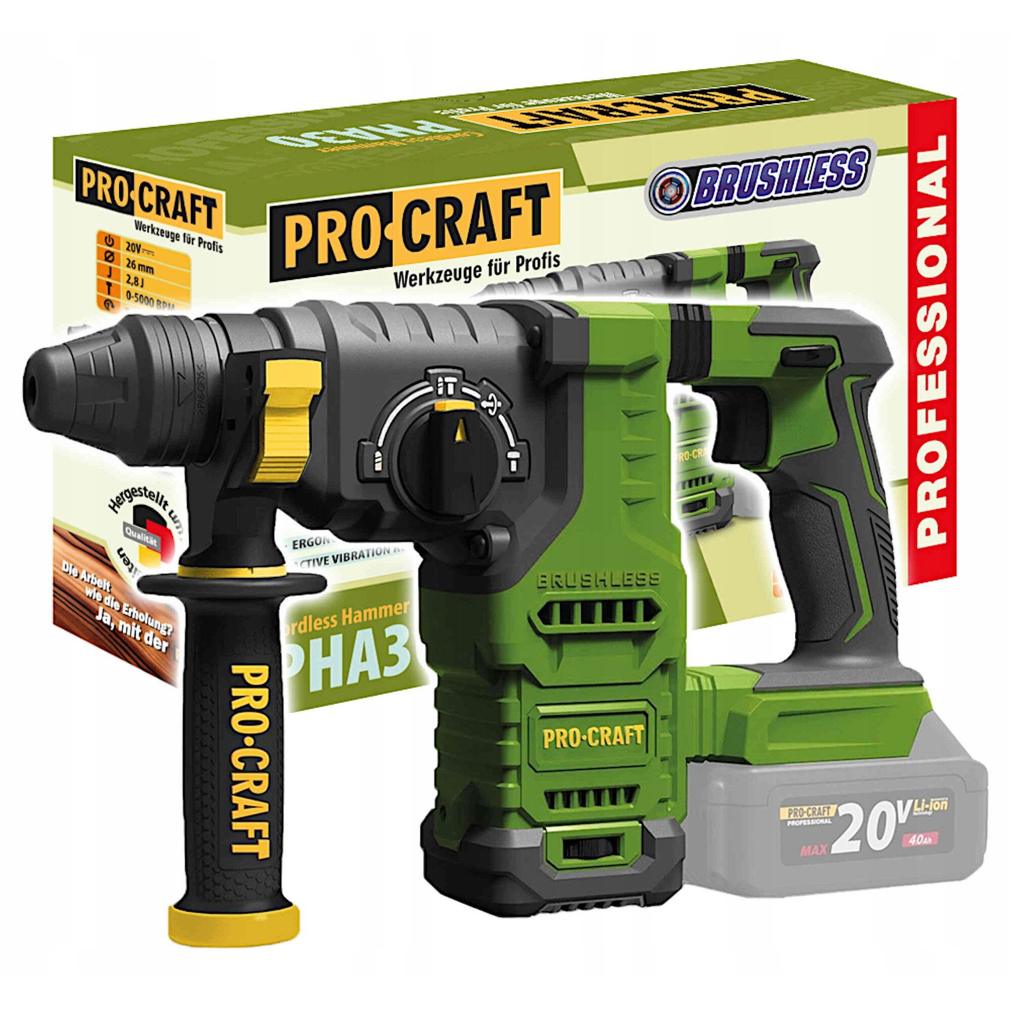 Rotopercutoare PROCRAFT PHA30, 2.6J, 20V, corp, fara acumulator si