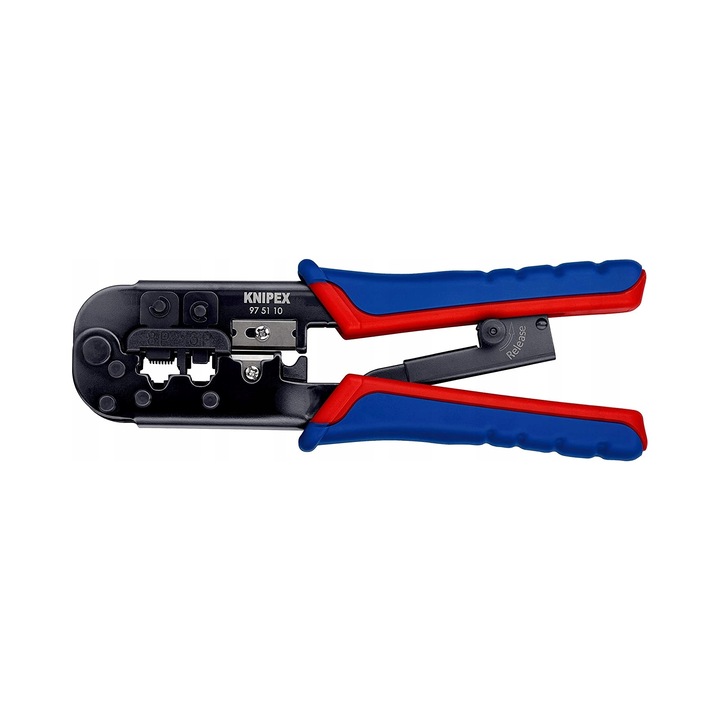Cleste Knipex 97 51 10 pentru sertizare RJ11 RJ12 RJ45, otel, cu taietor si dezizolator