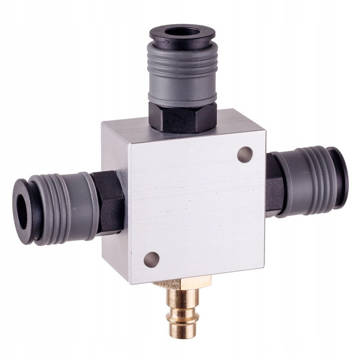 Distribuitor pneumatic aluminiu cu 3 rapide 1/2, TC Technic, 50x50x30mm, set complet