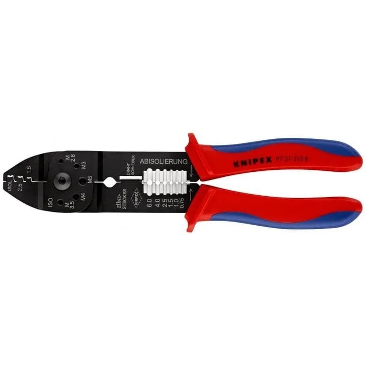 Клещи Knipex за кримпване на конектори, 0,5-2,5 mm2, 230x63x25mm, черни