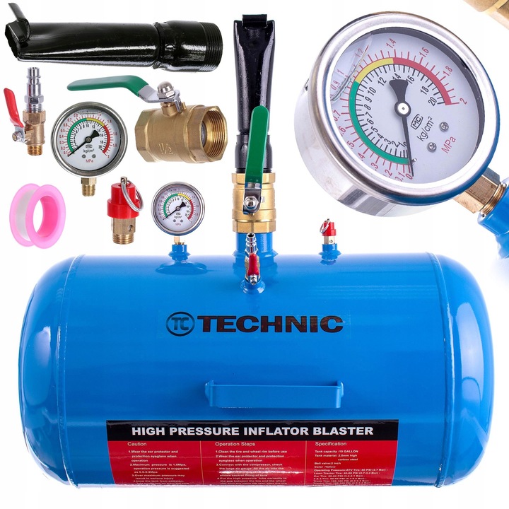 Inflator pentru pomparea rotilor, TC Technic, 40L, manometru, 6-8 bar, 18kg