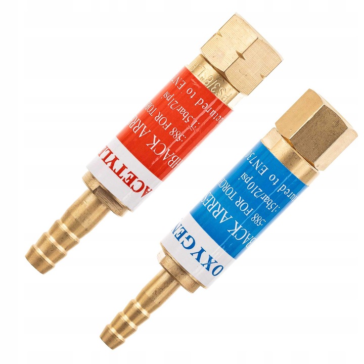 Set de sigurante pentru arzatoare, TC Technic, oxigen si acetilena/propan, 1/4" si 3/8", 20 bar si 1.5 bar, multicolor