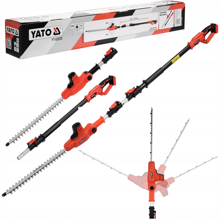 Телескопична ножица за храсти Yato YT-82835, 420мм, 18V, 1,8-2,8м