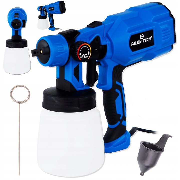 Falon-Tech HVLP elektromos festékszóró pisztoly, 400W, komplett készlet, 800ml, 1.8mm és 2.5mm