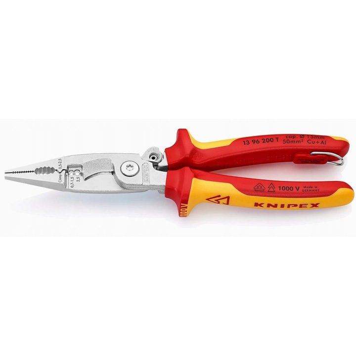 Clesti multifunctionali Knipex 13 96 200 T, 6 in 1, izolati, 200mm, 280g