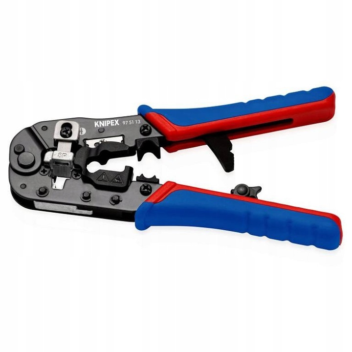 Knipex RJ45 (8P8C) csatlakozó krimpelő fogó, multifunkcionális, ergonomikus, 97 51 13