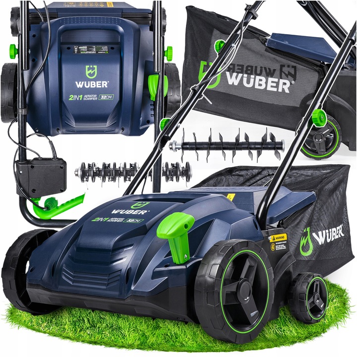 Електрически аератор-вертикулатор 1500W, 30L, 2 в 1, работна ширина 320мм, Wuber