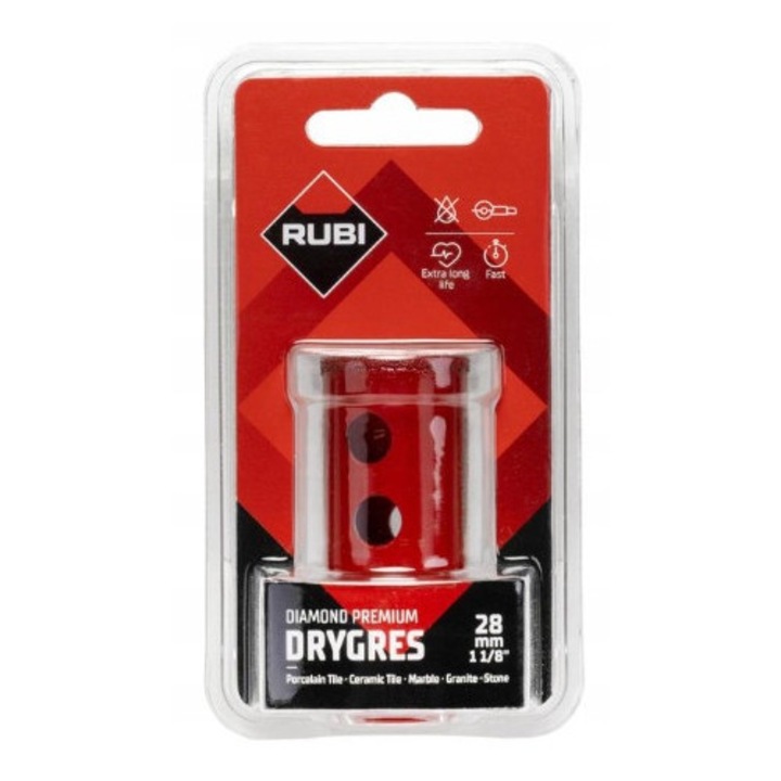 Rubi Drygres Premium gyémánt fúrókészlet O20 mm, M14, csempéhez, 12000-14000 ford./perc