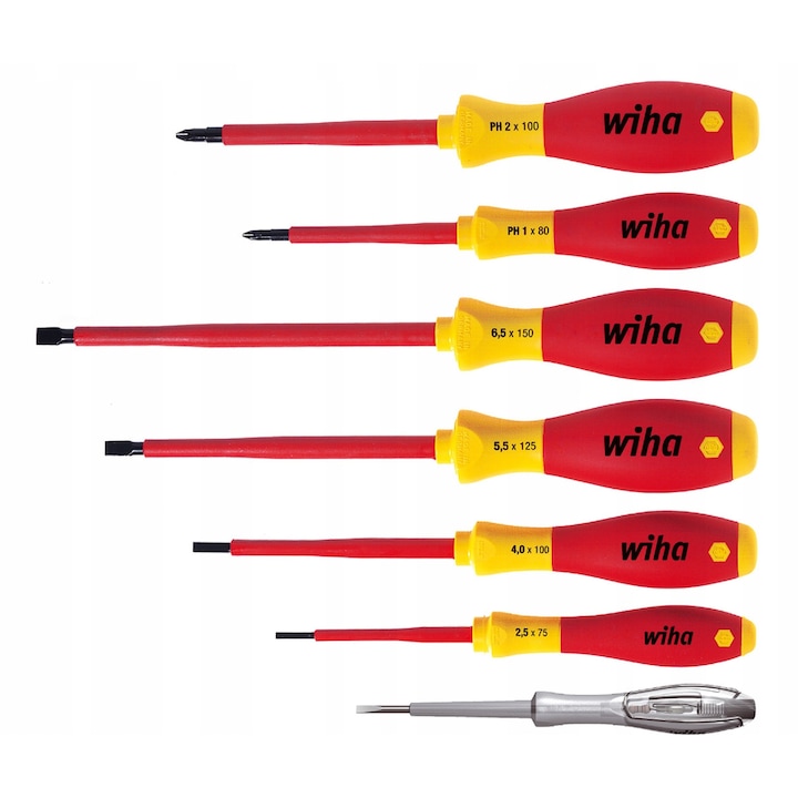 Set 7 surubelnite izolate, Wiha SoftFinish, multicolor, 1000V