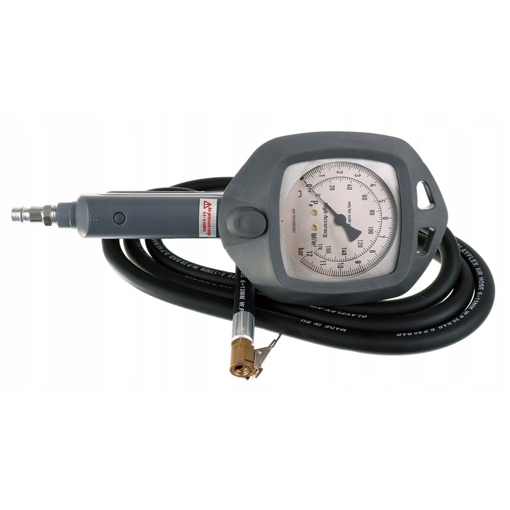 Pistol de gonflare profesional TC Technic TG-01-1, manometru 0-12bar, lungime cablu 80cm, acoperire din cauciuc