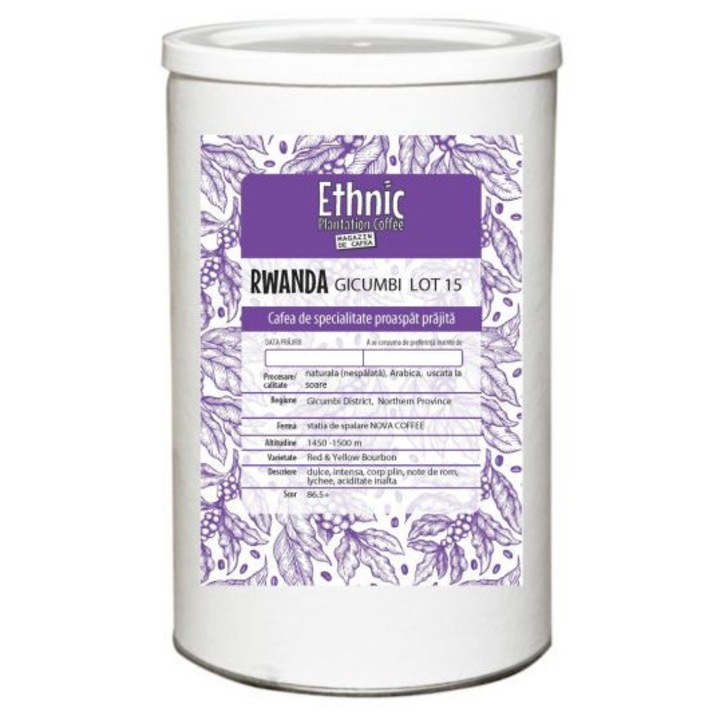 Cafea de specialitate Rwanda Gicumbi, Ethnic Plantation Coffee, 400g, prajita boabe