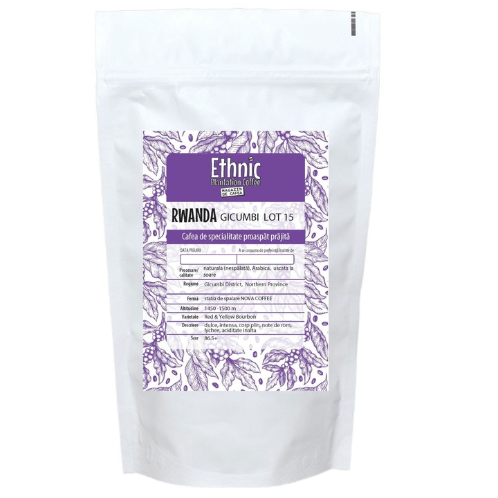 Cafea de specialitate Rwanda Gicumbi, Ethnic Plantation Coffee, 500g, prajita boabe