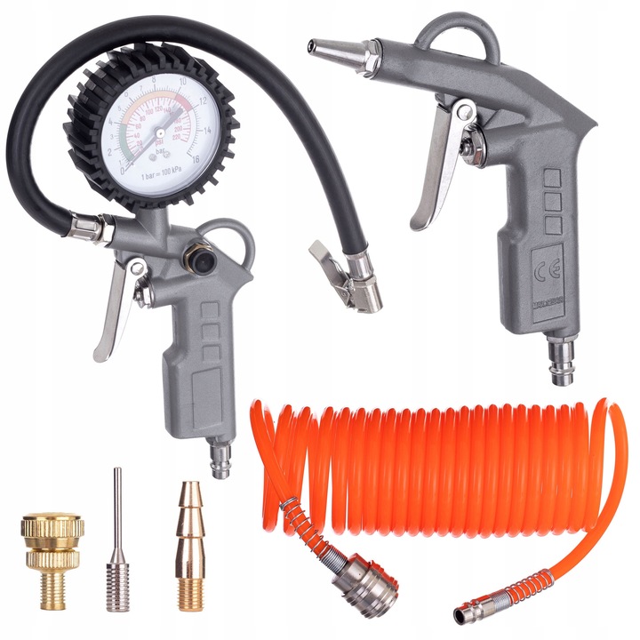 Set Accesorii Compresoare, TC Technic, Pistol de Pompa si Pistol de Prajire, 5m furtun, maxim 8 bar