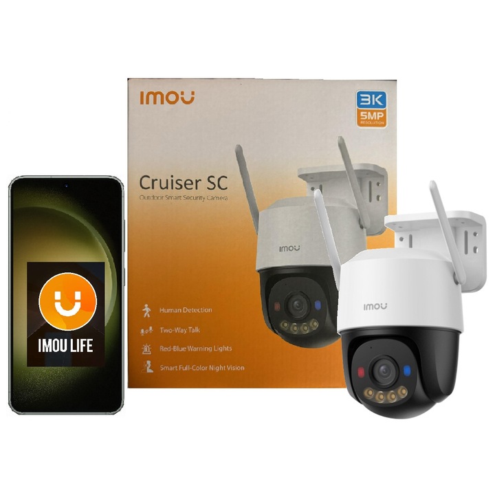 IP камера Imou Cruiser SC, 5MP, ротационна, WiFi 6, цветно нощно виждане, водоустойчива