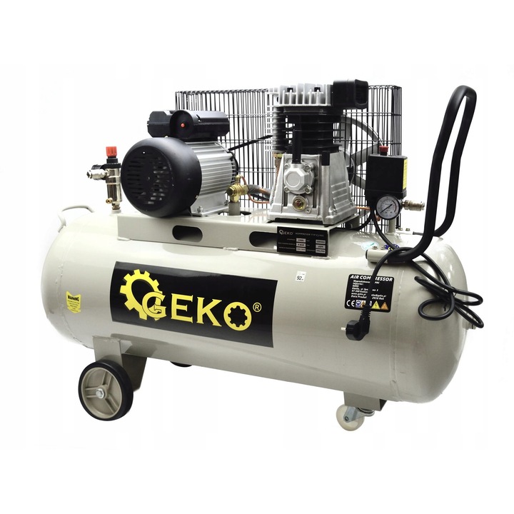 Compresor aer Geko 100L, 2KM, 8BAR, 390L/min, cu roti