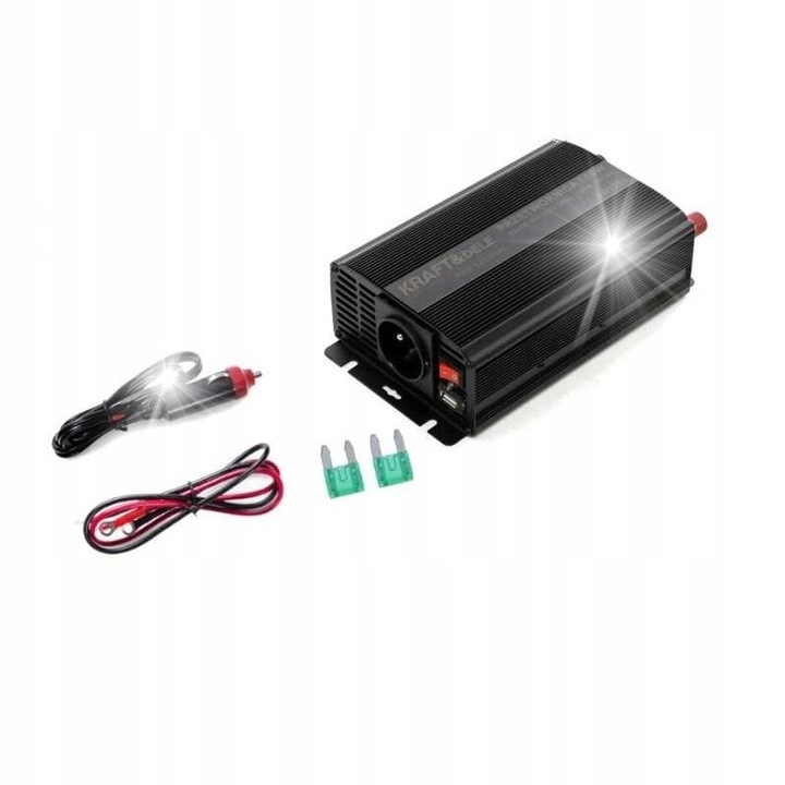 Kraft&Dele KD1257 autó inverter, 300W, 600W, 12V, túlfeszültség védelemmel