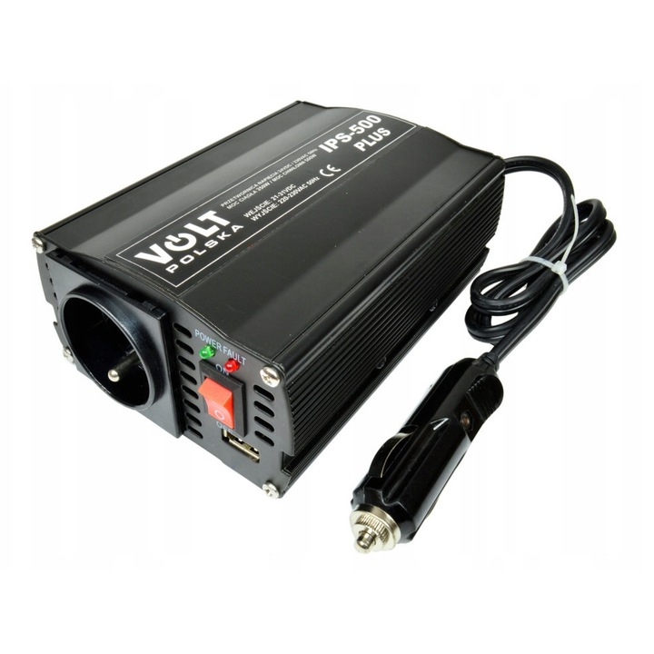 Volt IPS-500 Plus 350W autós inverter, 24V/230V, USB-vel, 500W csúcs