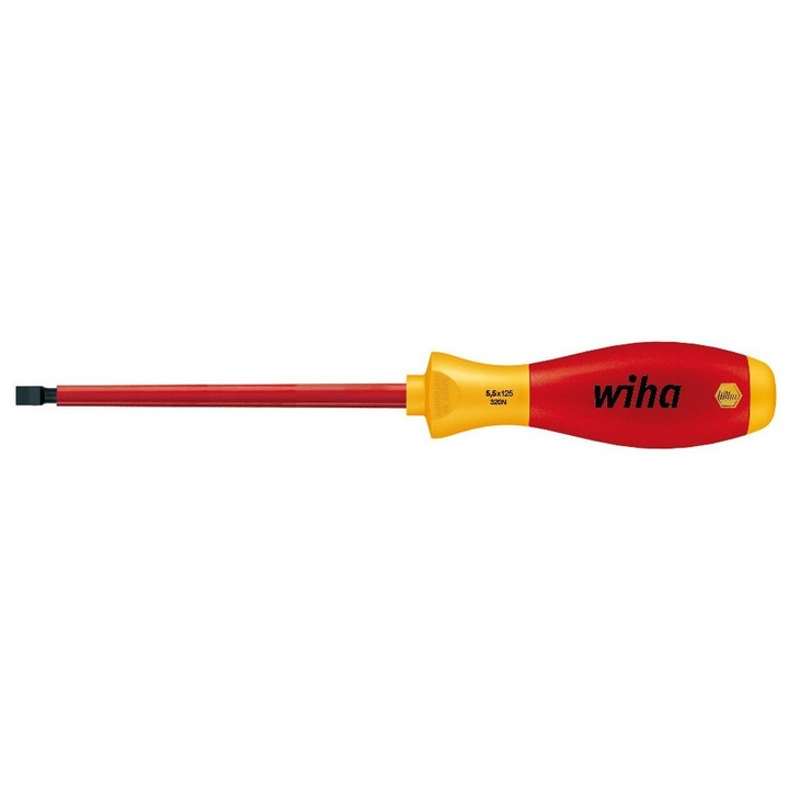 Изолирана плоска отвертка VDE Wiha 6,5x150mm, 1000V AC, ергономична