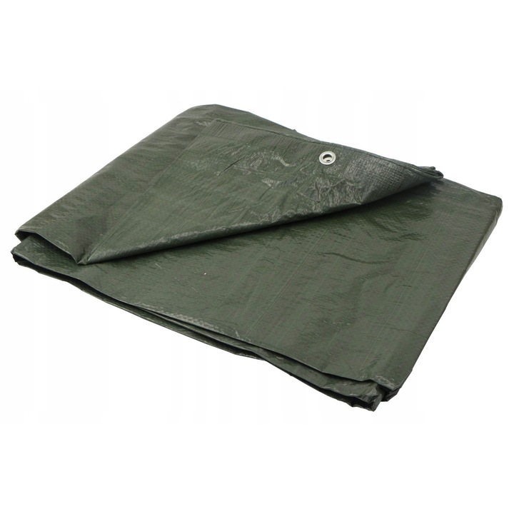 Plandeka Geko 8x10m, verde, 90 g/m², impermeabila, cu ochiuri din aluminiu