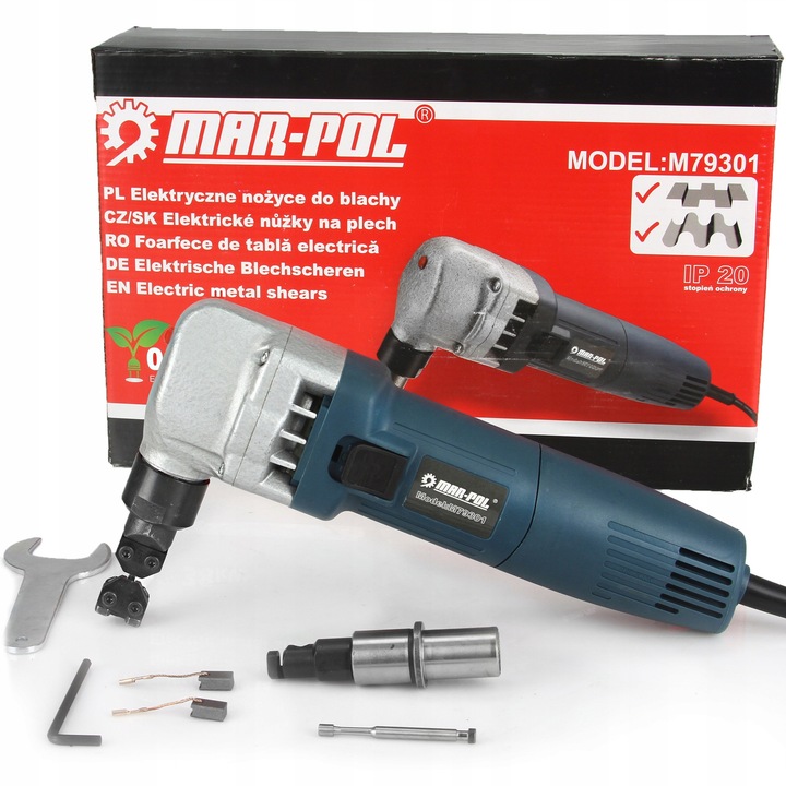 Mar-Pol elektromos lemezvágó olló, 1,8 mm, komplett készlet, 2 m kábel, 1,8 kg