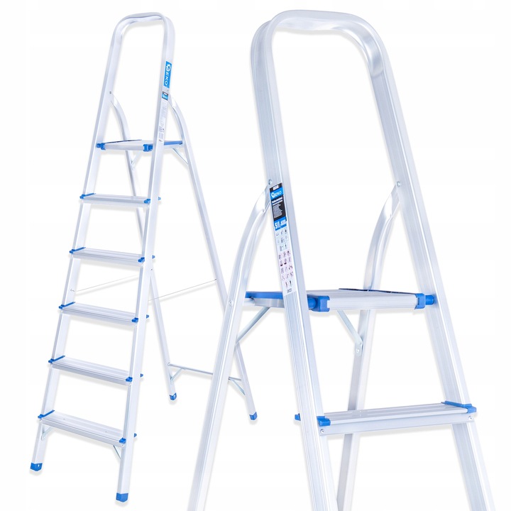 Scara de lucru Geko 6 trepte, aluminiu, 150 kg, 3,19 m, cu palak de asigurare