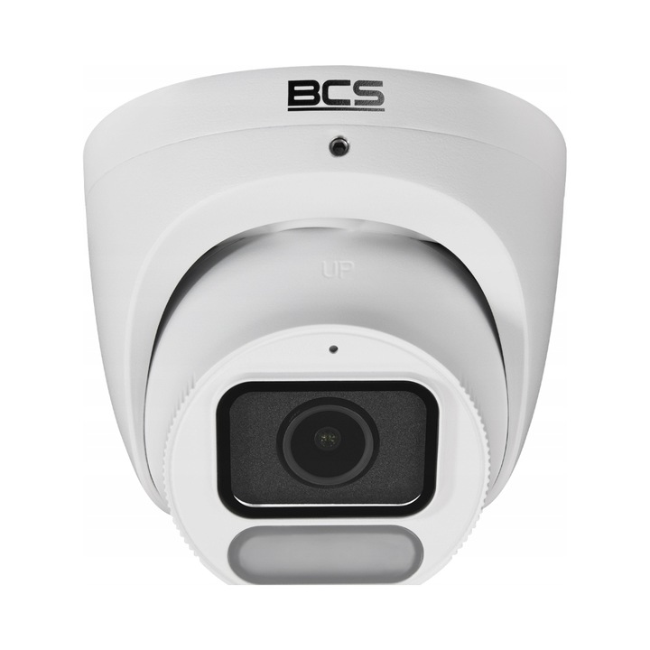IP камера куполна 8 Mpx BCS-P-EIP28FCL3-Ai1, обектив 2.8mm, осветление White Light, IP67, размери 11.8x10.6cm