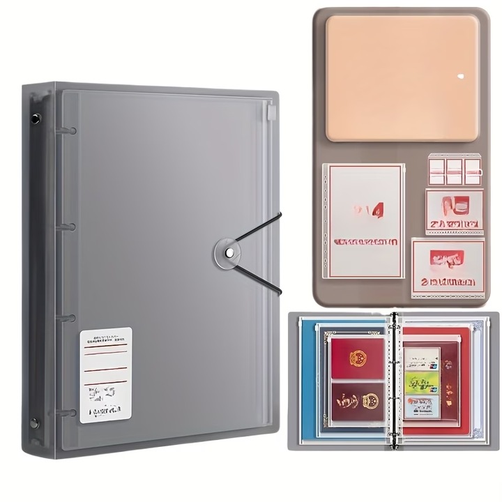 JALWO, Husa pentru documente cu fermoar si file detasabile, protector pentru certificat de nastere, gena impermeabila, registru pentru documente importante de familie si urgenta, mapa de arhivare, organizer tip acordeon, 24, 6x32cm, neagra