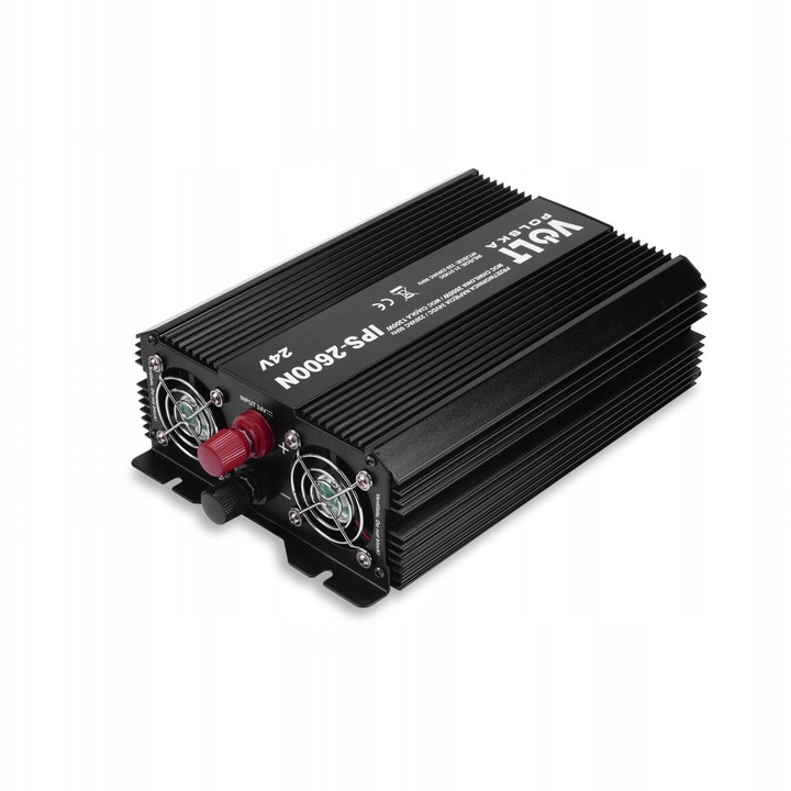 Volt IPS 2600N autó inverter 1300W/2600W, 24V, 2 aljzat, USB, fekete